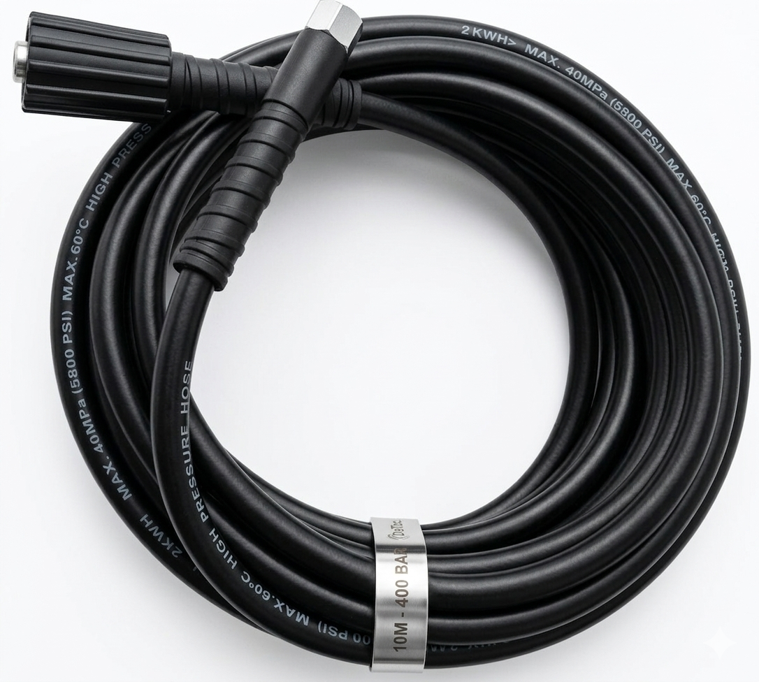 DeTec. Hochdruckschlauch 10 m für 7-PS-Hochdruckreiniger – bis 400 bar, 1/4 Zoll