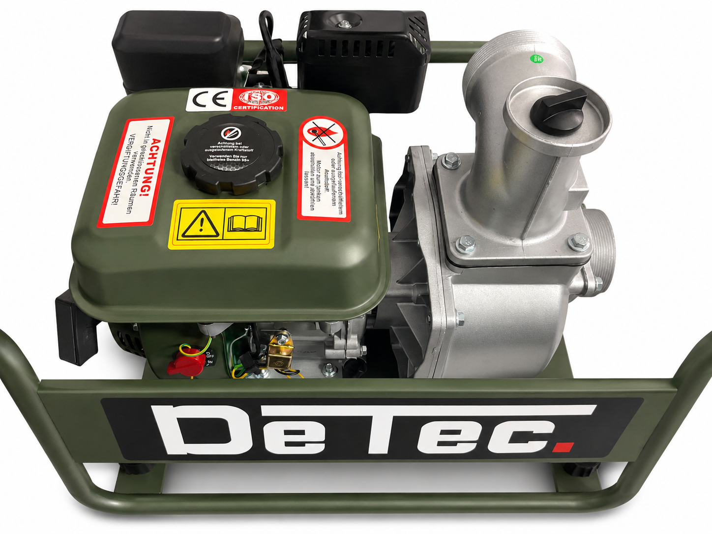 DeTec. Benzin-Wasserpumpe 3 Zoll mit Gestell – 60.000 l/h, 7 PS