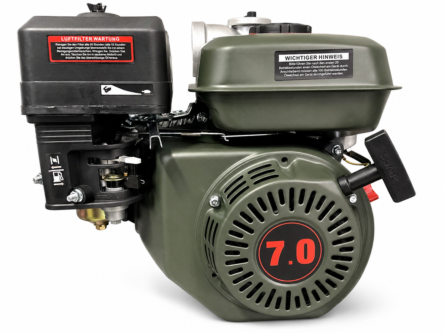 DeTec. Benzin-Wasserpumpe 3 Zoll mit Gestell – 60.000 l/h, 7 PS