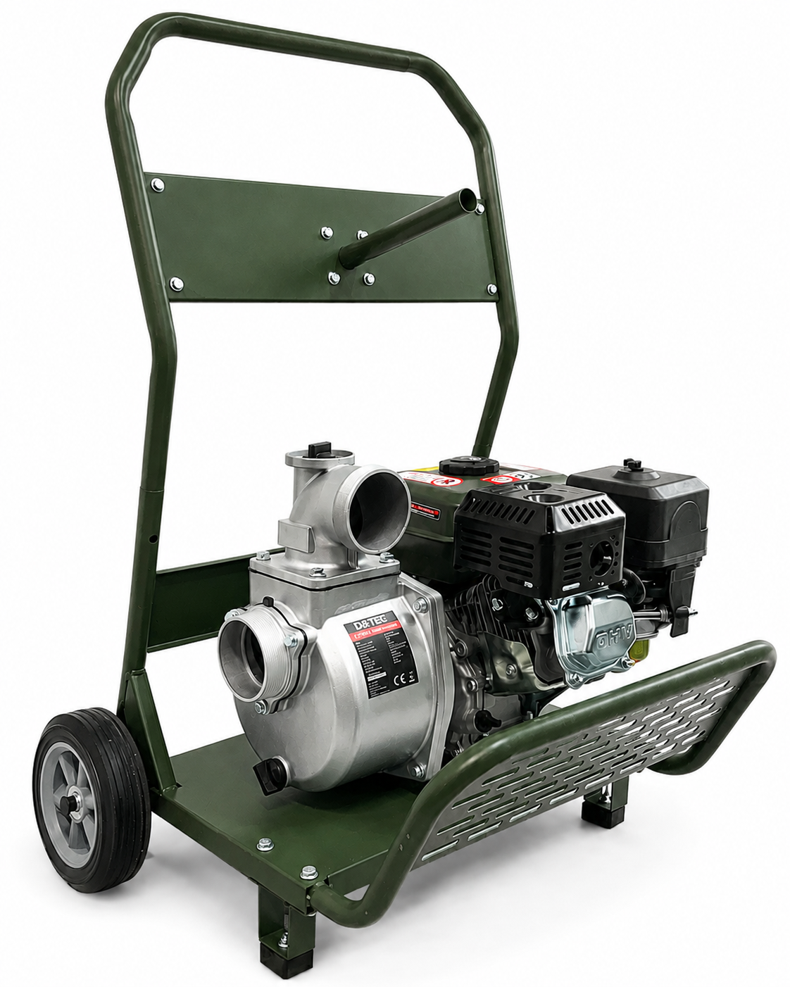 DeTec. Benzin-Wasserpumpe 3 Zoll mit Gestell – 60.000 l/h, 7 PS
