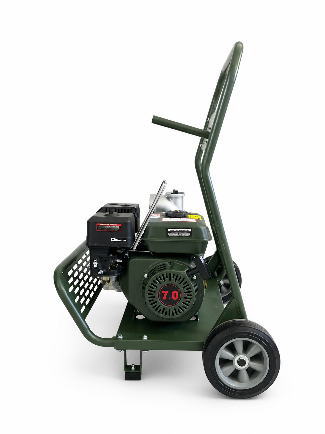 DeTec. Benzin-Wasserpumpe 3 Zoll mit Gestell – 60.000 l/h, 7 PS