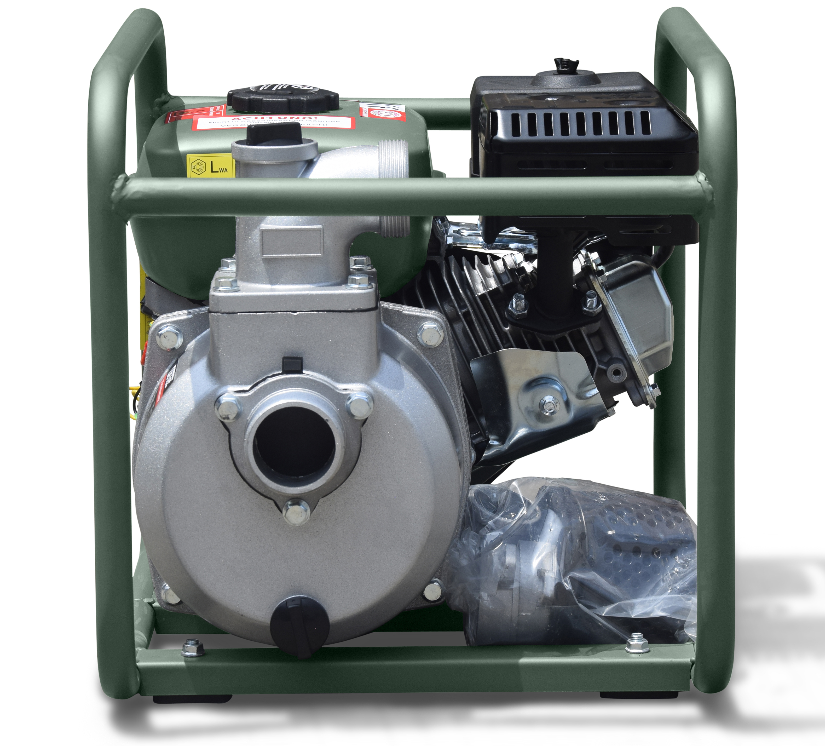 DeTec. Benzin-Wasserpumpe 2 Zoll mit Schlauchset – 30.000 l/h, 5,5 PS