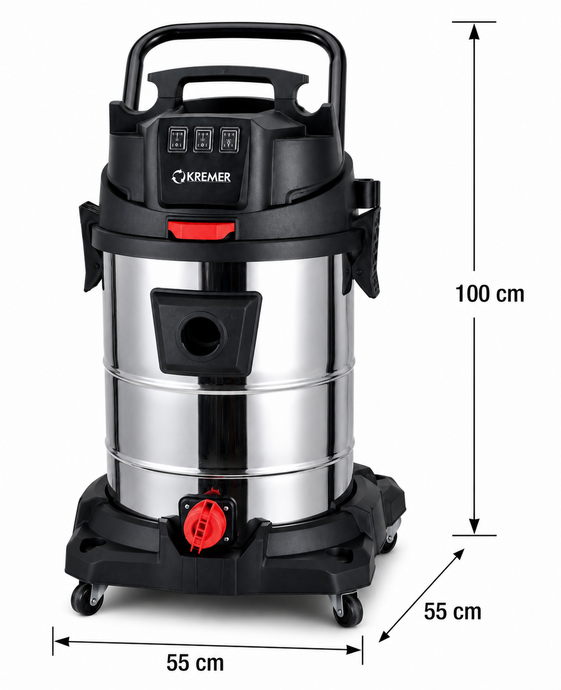 Industriesauger 3.000 W – 100-Liter-Edelstahlbehälter, 3 Motoren, Nass und Trocken